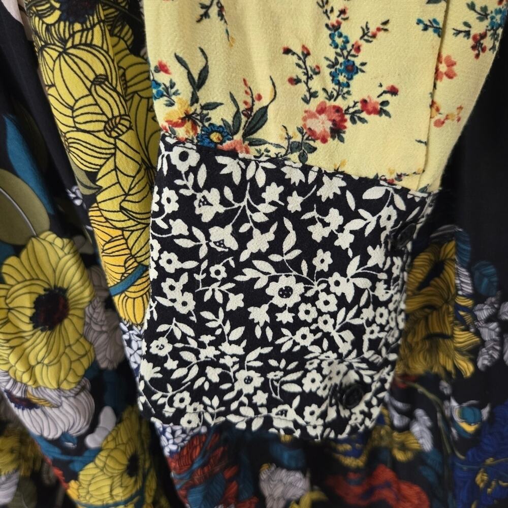 Sandro Paris Patchwork Silk Floral Mini Dress Size 1 S - Boho French Girl - Picture 9 of 14